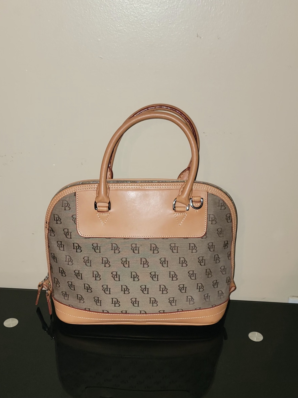 Vintage DOONEY & BOURKE Tan Monogram Top-Handle Women's Satchel